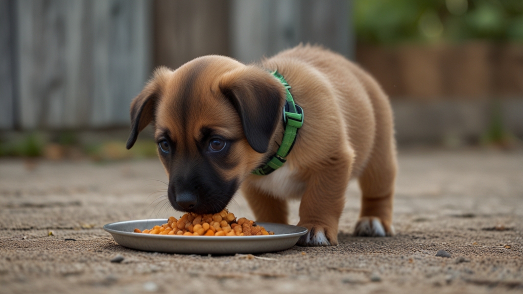 little puppy eating his food